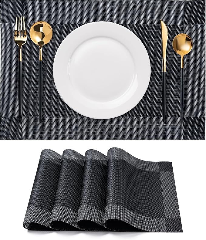 Placemats Set of 4 Washable Indoor | Outdoor Vinyl Place Mats by CADONO