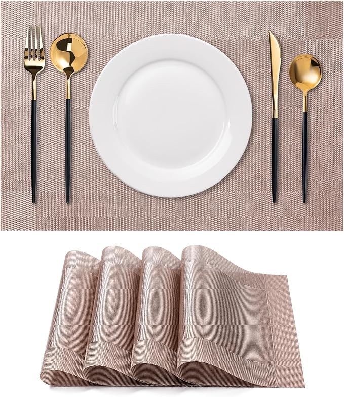 Placemats Set of 4 Washable Indoor | Outdoor Vinyl Place Mats by CADONO