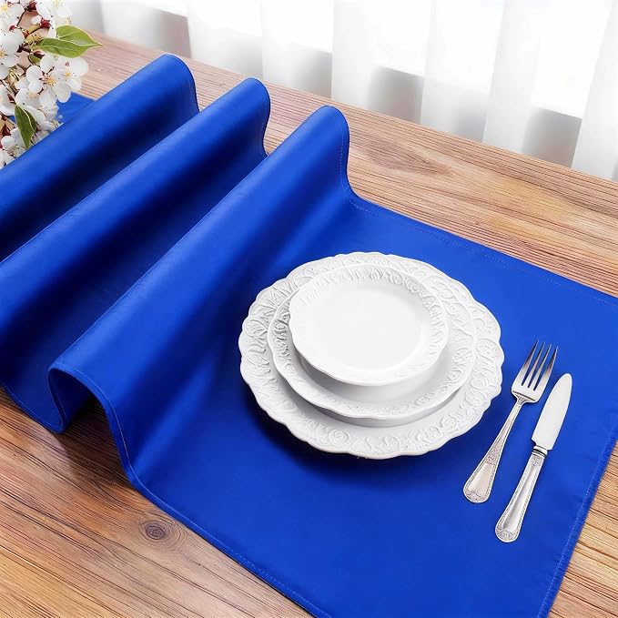 FOLINS&HOME Royal Blue Waterproof Decorative Table Runner 90 Inches Long | - Image 3