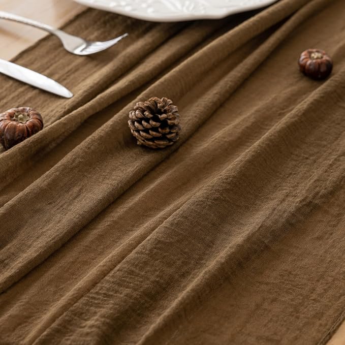 10Pcs Coffee Cheesecloth Table Runner 120 Inches - Image 4