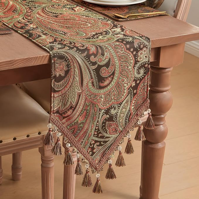 Loom and Mill Vintage Paisley Jacquard Table Runner 13x108 inch - Image 3