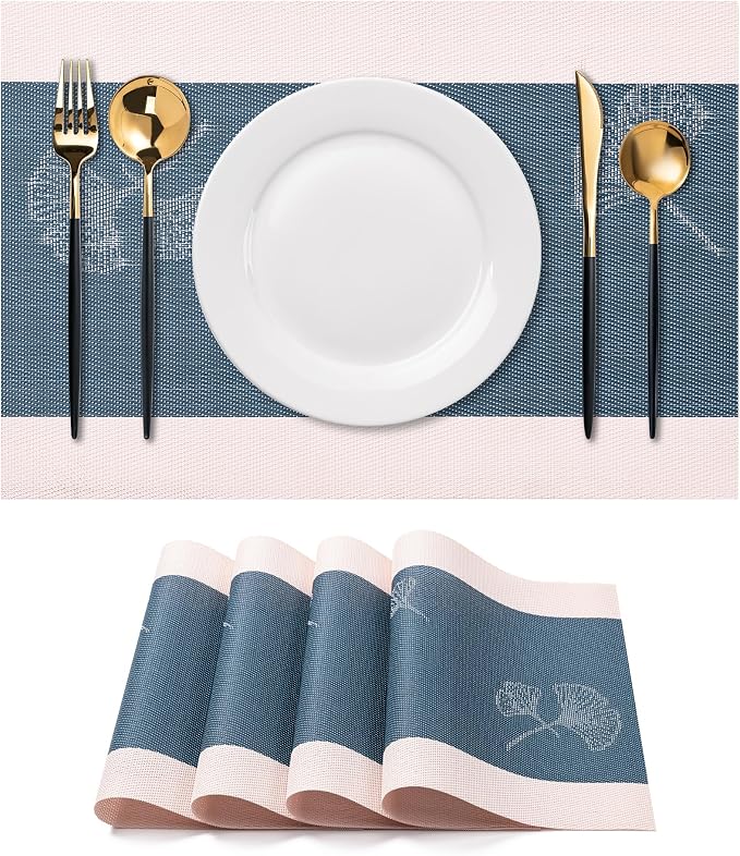 Placemats Set of 4 Washable Indoor | Outdoor Vinyl Place Mats by CADONO