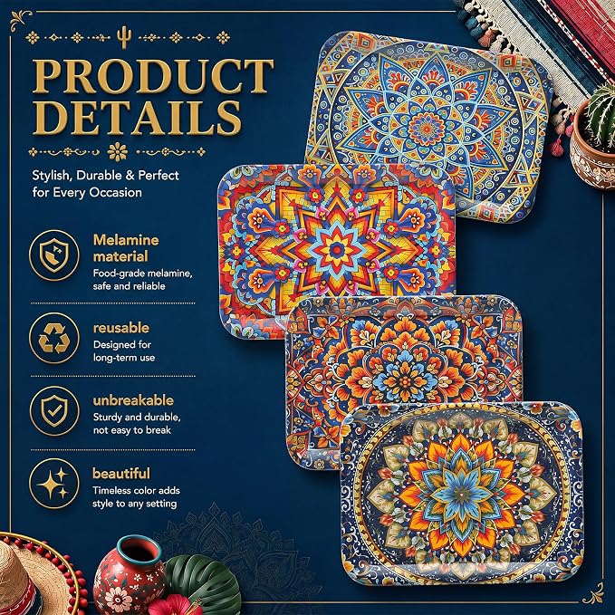 4 Pieces Bohemian Serving Trays - Image 3