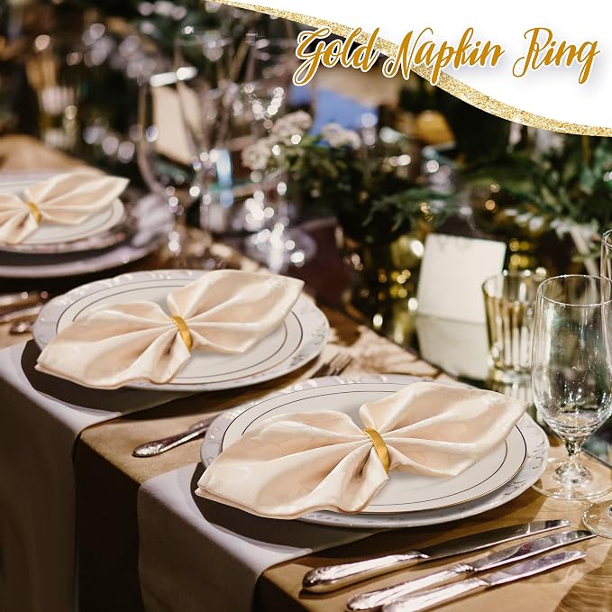 APTWOW Gold Napkin Rings Set of 200, Semicircle Metal Gold Napkin Holder Buckles - Image 7