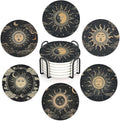 Drink Coasters Set of 6 with Holder, Fit All Cups, Great Gift by Unknown