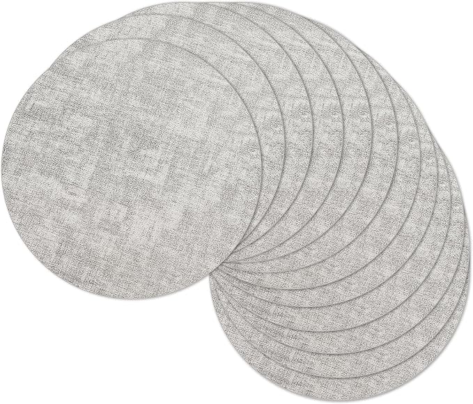 13" Round Placemats Set of 12, Reversible Faux Leather Heat Resistant Table Mats by NCUE