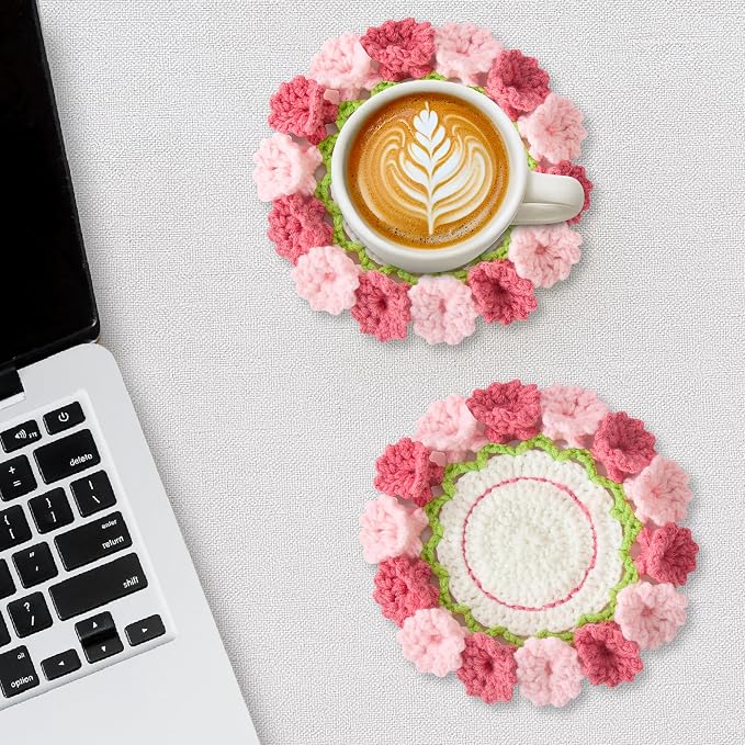 Crochet Flower Coasters, Handmade Bouquet Coasters - Image 5
