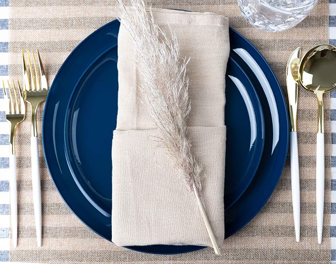 Dark Blue Plastic Party Plates Edge Collection Premium heavyweight Elegant - Image 6