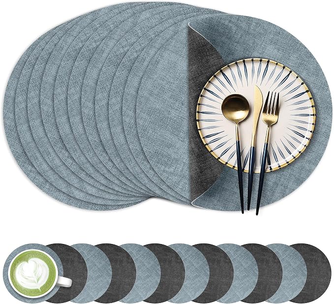 Fyvva Placemats Set of 12, Stain and Scratch Resistant, by Fyvva