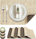 Fyvva Placemats Set of 6 Wipeable Reversible Faux Leather by Fyvva