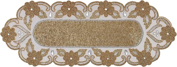 Elegant 36" Gold Beaded Table Runner – Handmade Decorative Beads Runner - Image 7