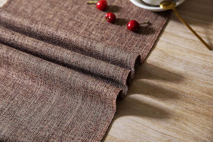 Brown Table Runners 72 Inches Long, Burlap Linen Style Rustic Farmhouse Table - Image 5