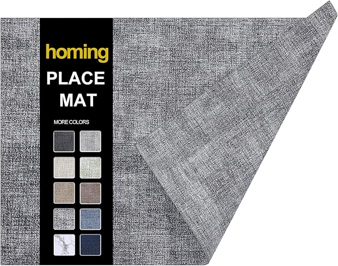 Faux Leather Heat Resistant Placemats 6 Packs, Waterproof Wipeable Dining PU by homing