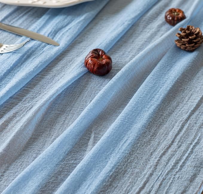 Light Blue Cheesecloth Table Runner 120 Inches - Image 4