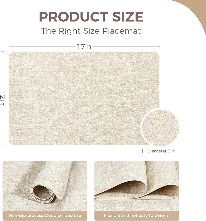 NCUE Vinyl Placemats Set of 4, Heat Resistant, Nonslip Faux Leather Waterproof - Image 4
