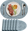 Placemats for Dining Table Set of 6 Non-Slip, Heat Resistant Oval Leather by Delicateandelegantplacemats
