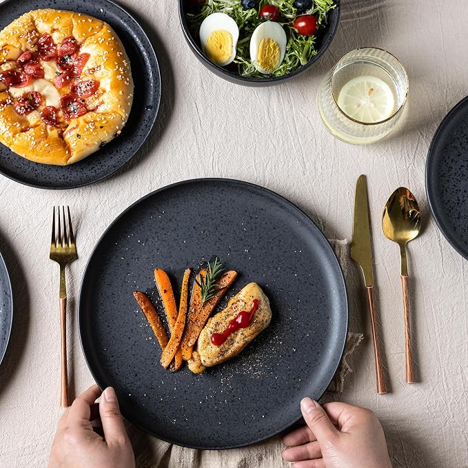AmorArc Ceramic Dinner Plates Set of 6, 10.25 Inch Stoneware Dishes Set | Wavy - Image 3