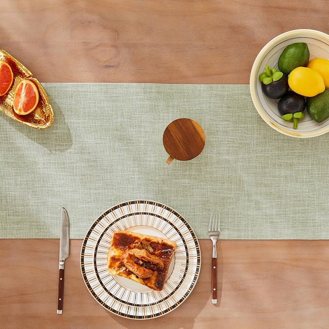 Rustic Cotton Linen Table Runner, 13x72 Inches Green | Farmhouse Style Linen - Image 5