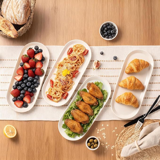 Ceramic Oval Serving Platters Set of 4, 13 Inch Long Serving Trays - Image 3