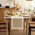 Coffee Scroll Linen Table Runner by UWWGKK