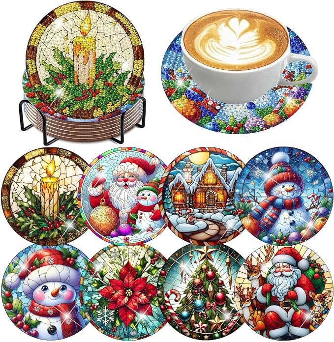 ijbnhd Christmas Diamond Art Coasters, 4x4 inch | DIY Kits by ijbnhd