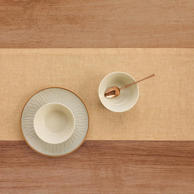 Solino Home 100% Pure Linen Table Runner Golden Nugget, Athena 14 x 144 in | - Image 3
