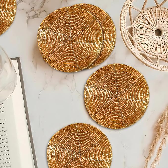 Set of 4 Beaded Farmhouse Coasters - Image 2
