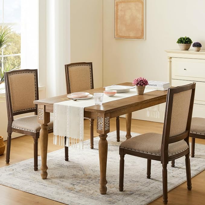 Hemstitched Farmhouse Table Runner, Cotton Linen Table Runners 60 Inches Long - Image 3