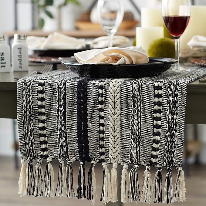DII Farmhouse Braided Stripe Table Runner Collection - Image 4