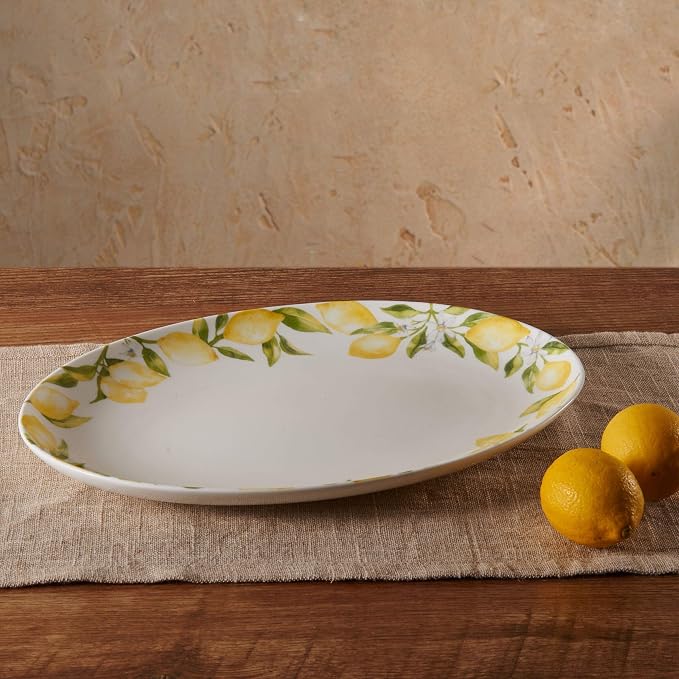 Mikasa Lemons Oval Bone China Lightweight Chip Resistant Serving Platter - Image 2