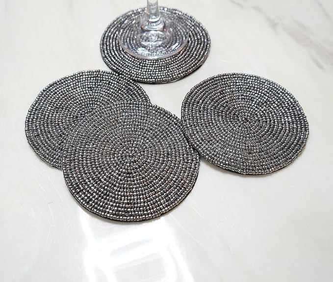 Handmade Beaded Bar Drink Tabletop Protection Coasters - Image 5