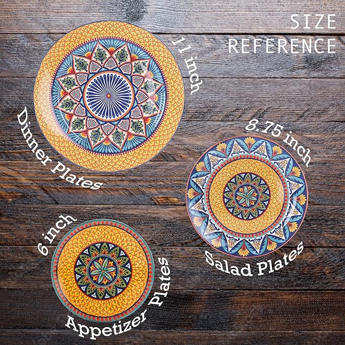 Bico Havana Salad Plates Set of 4, 8.75 Inch Ceramic Dessert Plates - Image 3