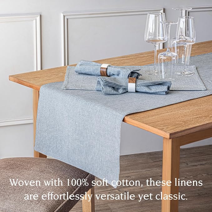 Over&Back 18x90 Woven Chambray Cotton Table Runner - Image 3