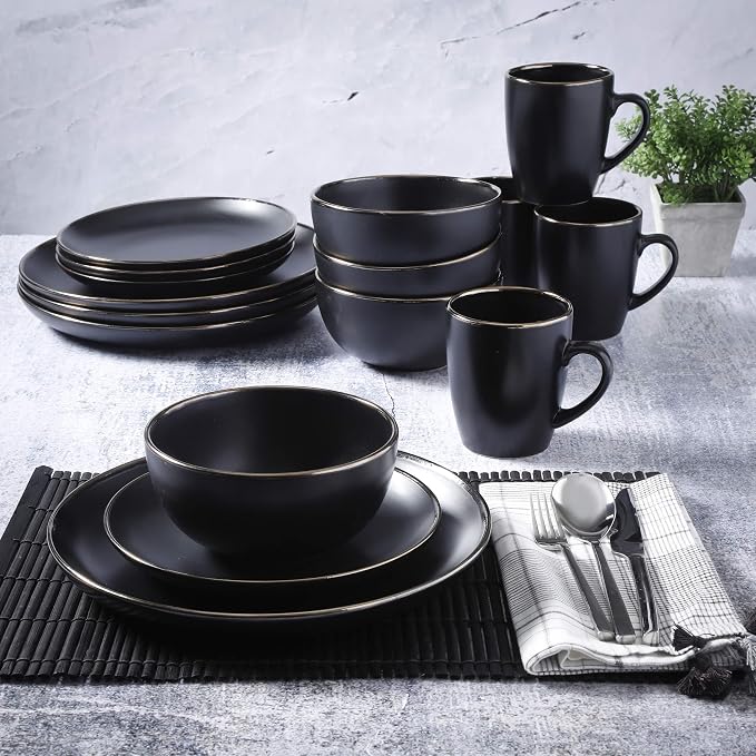 Gibson Home Rockaway 16-Piece Round Stoneware Dinnerware Set, Service - Image 5