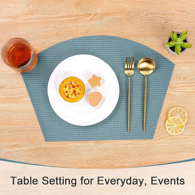 SHACOS Round Table Placemats Set of 4 Small Wedge Placemat Wipe Clean Heat - Image 9