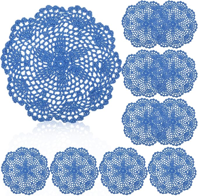 10 Pcs 8 Inch Cute Crochet Doilies Crochet Flower Coasters Handmade Cotton by Gandeer