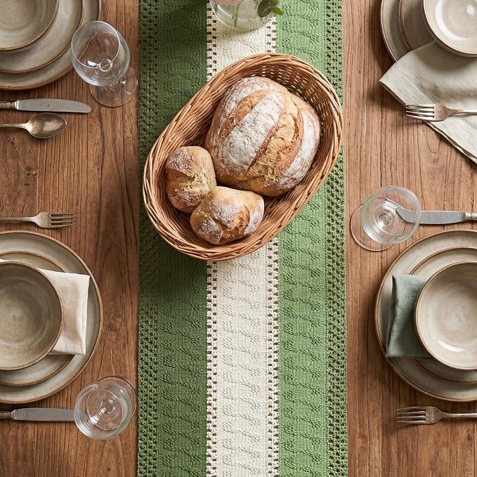 Artoid Mode Sage Beige Green Farmhouse Rustic Table Runner 12x120 Inch | - Image 2