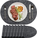 Placemats Set of 8 Non-Slip, Heat Resistant Oval Leather Place mats Double Layer by Delicateandelegantplacemats