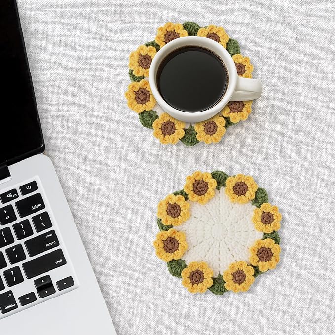 Crochet Flower Coasters, Handmade Bouquet Coasters - Image 5