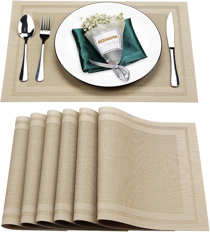 Placemats Set of 6, Vinyl PVC Heat Resistant Washable Placemats Set, Non Slip by BxzanDya-LifeSmartMaker