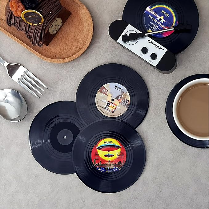Funny Retro Vinyl Record Coasters, Creative Drink Coasters Set of 12 - Image 6