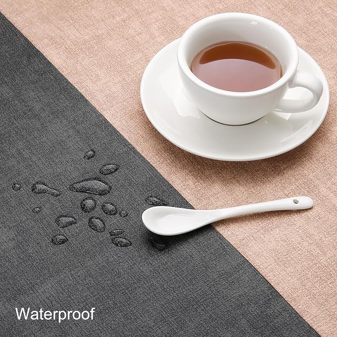 Table Runners 55 Inch Long, Dual-Sided Faux Leather Table Runner | Waterproof - Image 3