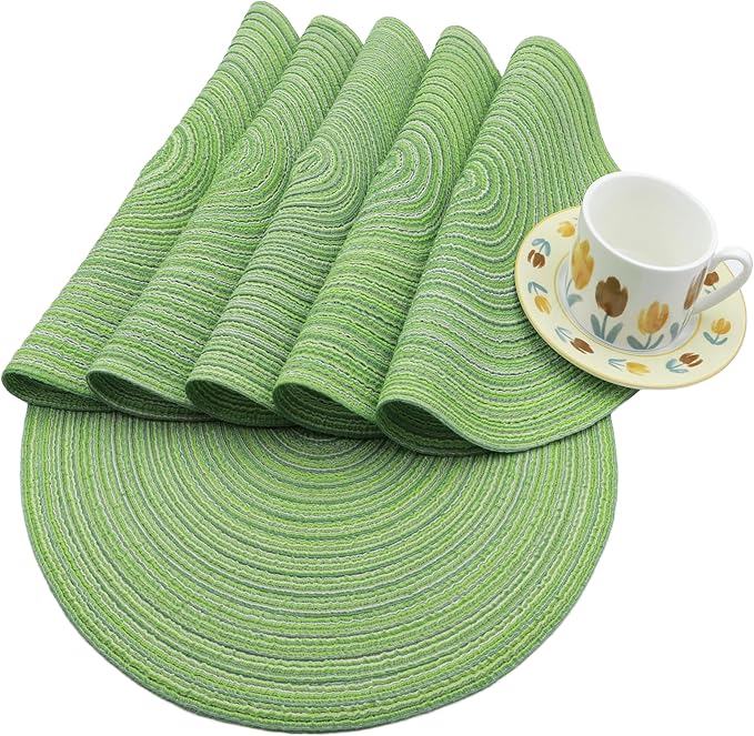 MIAOMIAO Round Placemats Set of 4 Woven Braided Place Mats | 14.5 Inch Cotton - Image 3