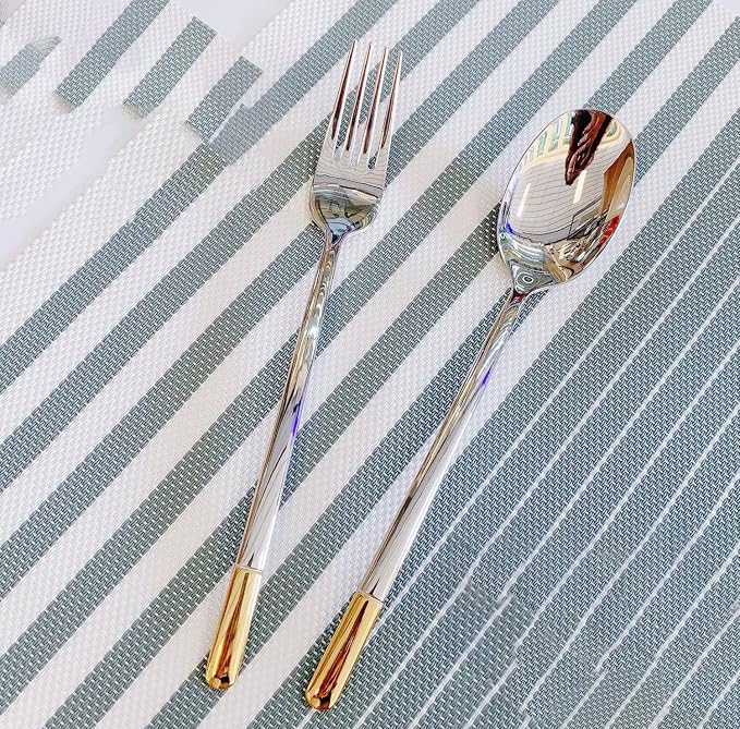 Silverware Set Service for 10, IKXO 40-Piece Modern Stainless Steel Flatware - Image 6