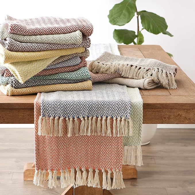 DII Woven Basic Tabletop Collection Chevron Table Runner, Pale Mauve - Image 6
