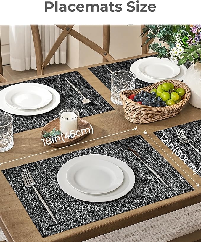 Leetaltree Black and Grey Woven Placemats Set of 4 - Image 4