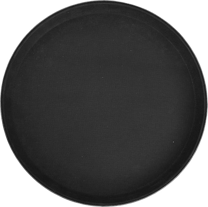 Winco 11" Black Premium Round Fiberglass Glass Tray | Restaurant service by Winco