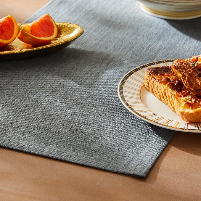 Rustic Cotton Linen Table Runner, 13x48 Inches Dark Grey | Farmhouse Style by ZEEMARTONLINE