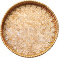JUNGLE CULTURE Round Rattan Tray Mother of Pearl Inlay • Cascade Light 14" | by JungleCulture