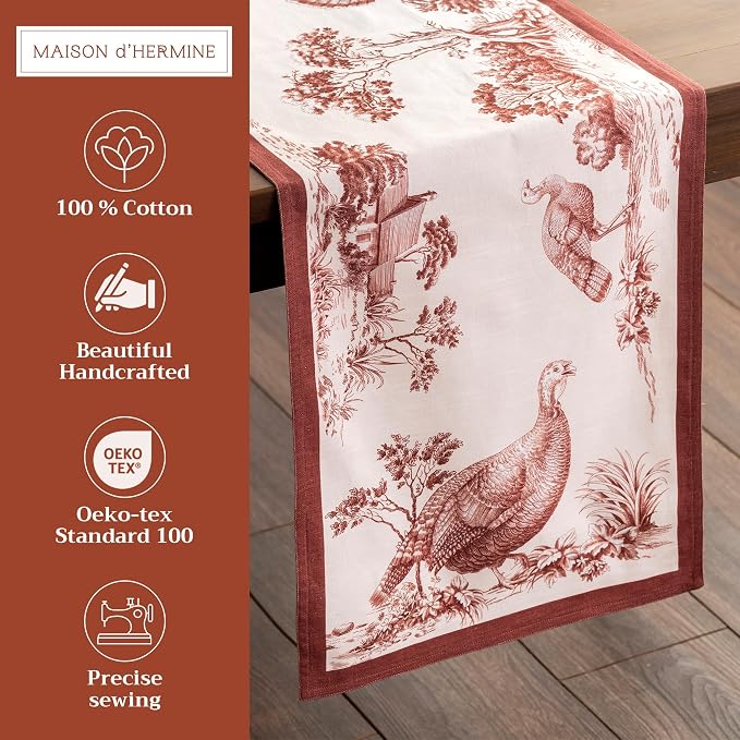Maison d' Hermine Table Runner 100% Cotton 14.50" x 108" | Table Runners 108 - Image 2
